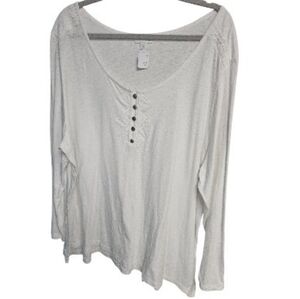 J. Jill Cream Long-Sleeve Henley Top